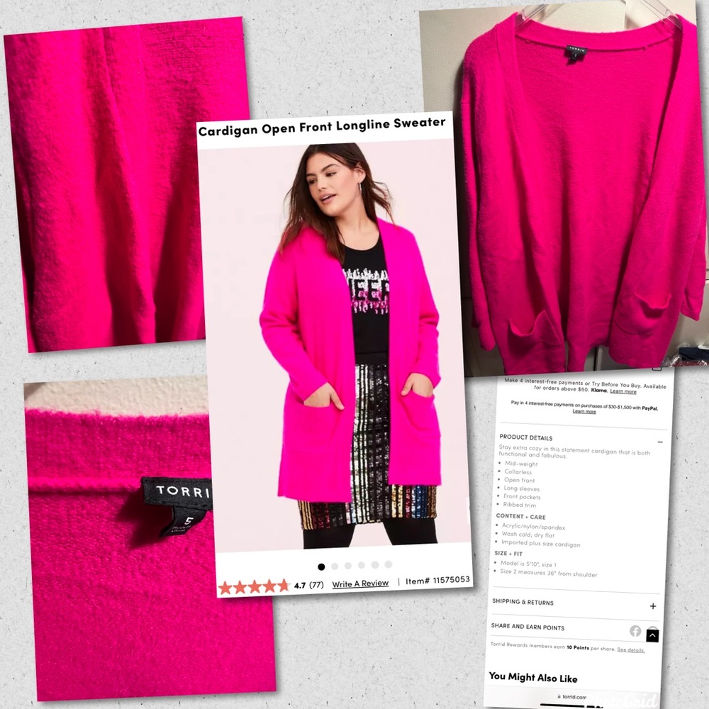 Torrid Hot Pink Cardigan Size 5. Good Used Condition